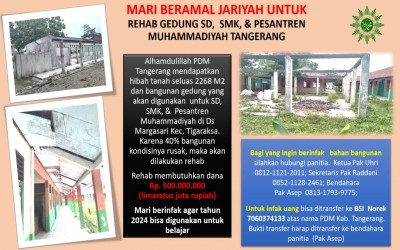 Amal Jariyah Rehab Gedung SD, SMK, Pesantren Muhammadiyah di Tigaraksa Kabupaten Tangerang